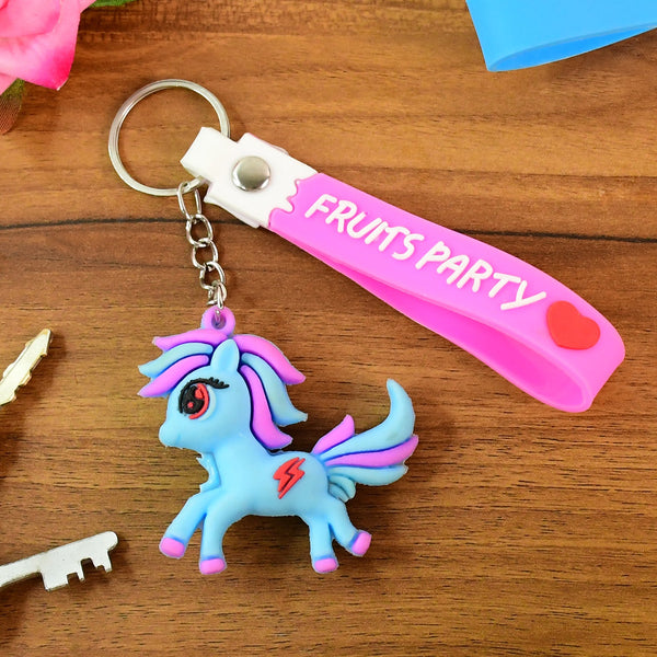 Cute Cartoon Unicorn Keychain with Silicone Strap (1 Pc / Mix design)