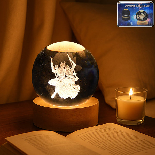 Radha Krishna 3D Crystal Ball Lamp