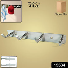 Stainless Steel Wall Mounted Coat 4 Hook Rack (20x3 / 1 Pc)